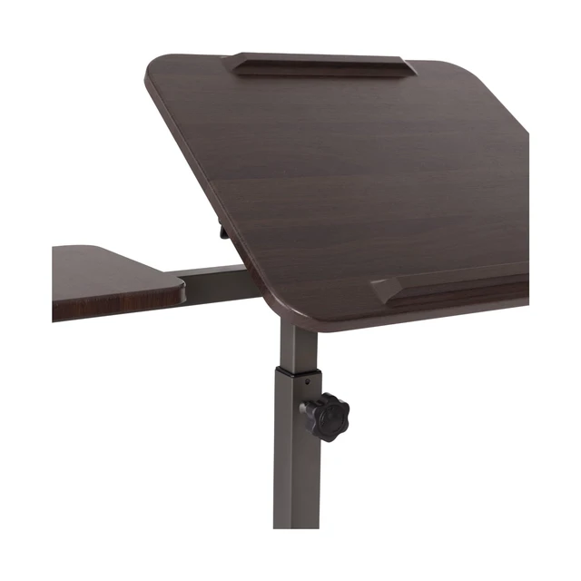 Alt view image 5 of 7 - Airlift Height Adjustable Mobile Rolling Laptop Cart Computer Workstation Desk, Table for Home, Office, Classroom, Hospital, w/Wheels, Walnut, Tilt w/Side Table (28") (NEW Model)