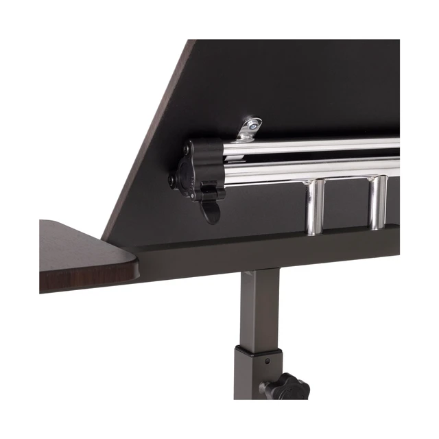 Alt view image 6 of 7 - Airlift Height Adjustable Mobile Rolling Laptop Cart Computer Workstation Desk, Table for Home, Office, Classroom, Hospital, w/Wheels, Walnut, Tilt w/Side Table (28") (NEW Model)