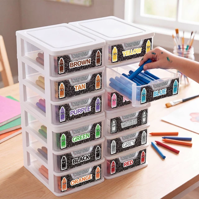 Alt view image 5 of 6 - 12 Pcs/ 4 Pack Plastic Crayon Organizer for Classroom Back to School Clear Crayon Storage Boxes for Marker Pen Art Craft Supplies Crayons Holder Drawer for Classroom Office Table with Labels