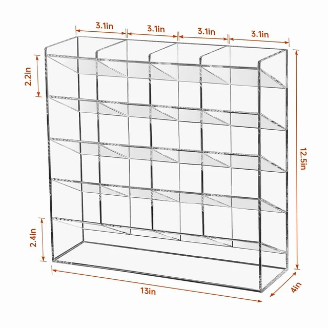 Alt view image 6 of 6 - Acrylic Vertical Marker Organizer for 250 Markers, Desk Orgaizer 21 Compartments Clear Angled Pen & Pencil Holder, Large Stationery & Art Supply Storage for School (13 x 12.5 x 4 Inch)