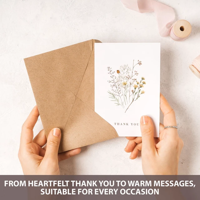 Alt view image 3 of 6 - Wildflower Thank You Cards with Envelopes (100 pack 4x6) - Floral Thank You Cards with Adhesive Envelope & Matching Stickers - Gifts for Birthday, Wedding, Bridal Showers, Baby Showers