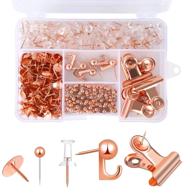 Main image of 310 Pcs Rose Gold Push Pins Set, 5 Styles for Cork Board, Office, Home