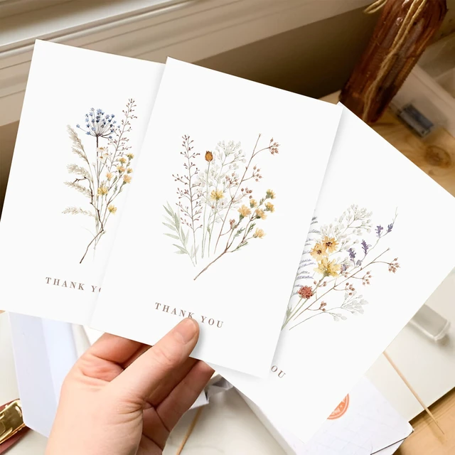 Alt view image 5 of 6 - Wildflower Thank You Cards with Envelopes (100 pack 4x6) - Floral Thank You Cards with Adhesive Envelope & Matching Stickers - Gifts for Birthday, Wedding, Bridal Showers, Baby Showers