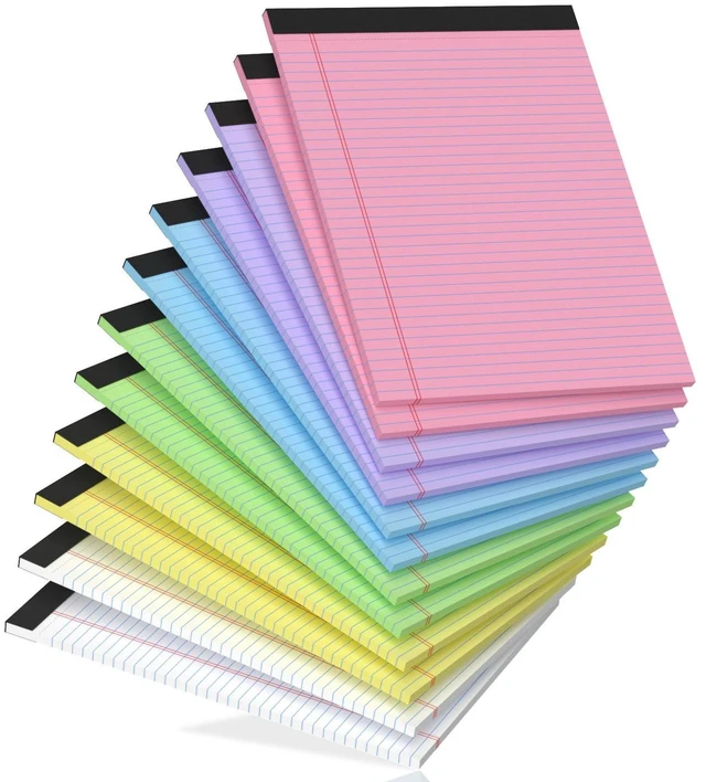 Main image of 12 Pack Legal Pads 8.5 x 11 College Ruled, 30 Sheets Per Colored Note Pads Perforated Lined Paper Pads 8.5x11, Writing Pads with Sturdy Backing, Legal Pads for School, Office, Home