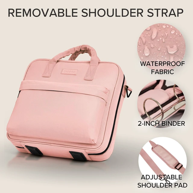 Alt view image 5 of 7 - Sturdy 3 Ring Zipper Binder with Shoulder Strap for School - 2 Inch Zip Up Beautiful Binder with Extra Pockets Holds 500 Sheets, Books and Laptop - Easy to Carry Trapper Keeper in Quality Fabrics