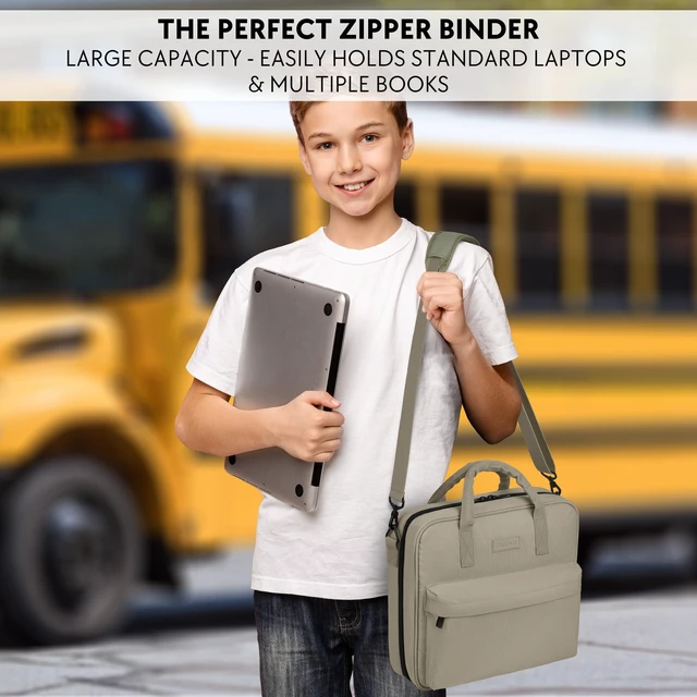 Alt view image 3 of 7 - Sturdy 3 Ring Zipper Binder with Shoulder Strap for School - 2 Inch Zip Up Beautiful Binder with Extra Pockets Holds 500 Sheets, Books and Laptop - Easy to Carry, Made of Durable Quality Fabrics