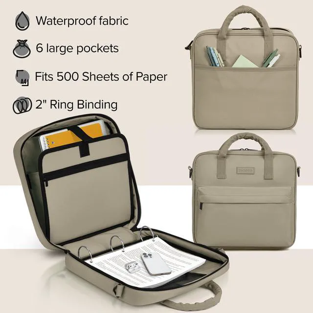 Alt view image 4 of 7 - Sturdy 3 Ring Zipper Binder with Shoulder Strap for School - 2 Inch Zip Up Beautiful Binder with Extra Pockets Holds 500 Sheets, Books and Laptop - Easy to Carry, Made of Durable Quality Fabrics