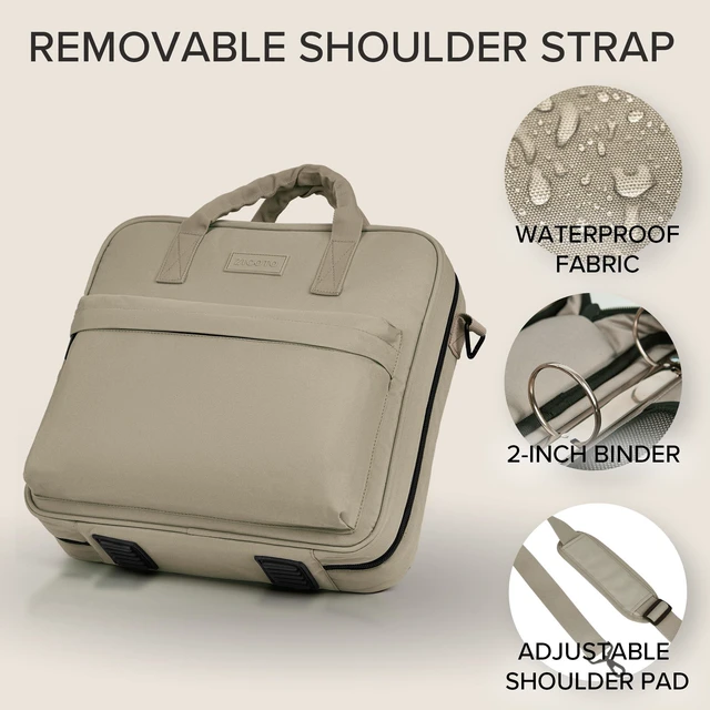 Alt view image 5 of 7 - Sturdy 3 Ring Zipper Binder with Shoulder Strap for School - 2 Inch Zip Up Beautiful Binder with Extra Pockets Holds 500 Sheets, Books and Laptop - Easy to Carry, Made of Durable Quality Fabrics