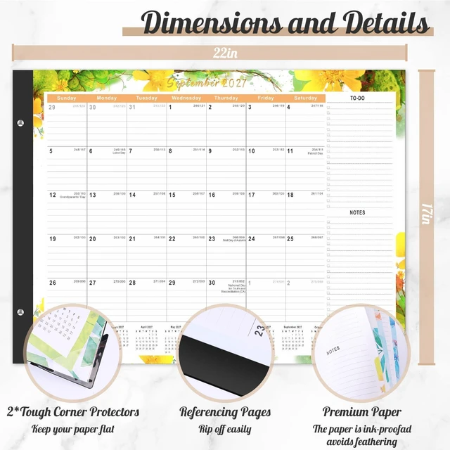 Alt view image 3 of 7 - Large Desk Calendar 2026-2027,Jul 2026-Dec 2027, 18-Month Calendar 22" x 17" Desktop Pad Calendar, Office Supplies Perfect for Planning and Organizing In Your Home, School or Office