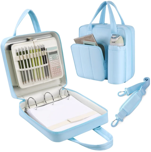Main image of Upgraded Zipper Binder | 3-Inch & 2-Inch O-Rings, 600 Sheet Capacity Trapper Keeper with 13 Inch Laptop Sleeve & Water Bottle Holder, Binder Bag with Multi-Pockets & Shoulder Strap (Blue)