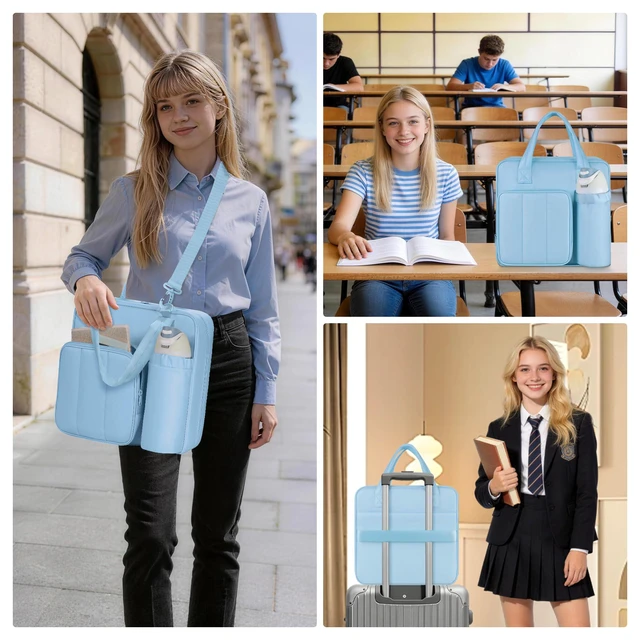 Alt view image 4 of 7 - Upgraded Zipper Binder | 3-Inch & 2-Inch O-Rings, 600 Sheet Capacity Trapper Keeper with 13 Inch Laptop Sleeve & Water Bottle Holder, Binder Bag with Multi-Pockets & Shoulder Strap (Blue)