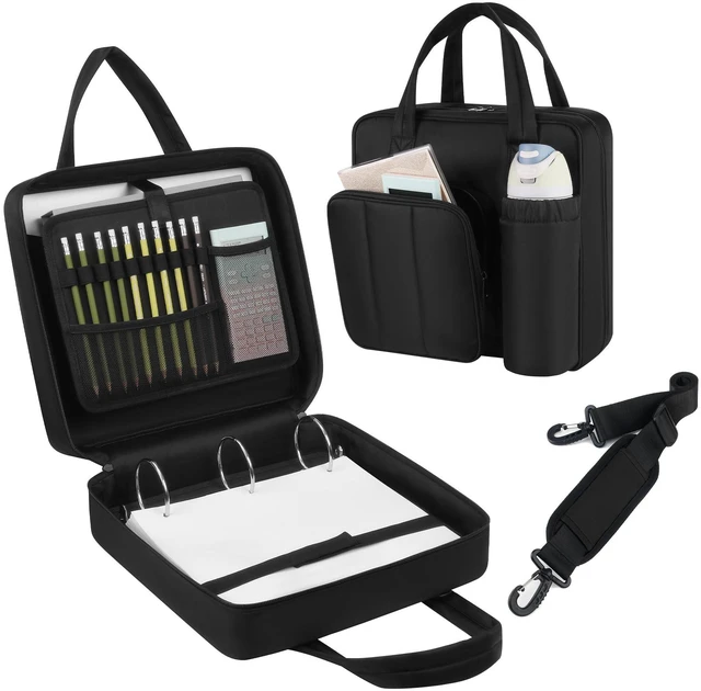Main image of Upgraded Zipper Binder | 3-Inch & 2-Inch O-Rings, 600 Sheet Capacity Trapper Keeper with 13 Inch Laptop Sleeve & Water Bottle Holder, Binder Bag with Multi-Pockets & Shoulder Strap (Black)