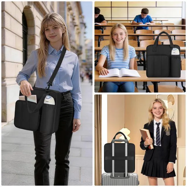 Alt view image 4 of 7 - Upgraded Zipper Binder | 3-Inch & 2-Inch O-Rings, 600 Sheet Capacity Trapper Keeper with 13 Inch Laptop Sleeve & Water Bottle Holder, Binder Bag with Multi-Pockets & Shoulder Strap (Black)
