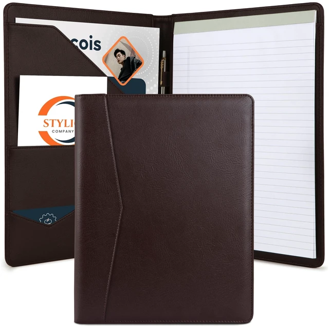 Main image of Padfolio Portfolio Organizer Binder (Walnut Color) | Interview Resume Folder, Document, Business Card Holder |w/Letter-Sized Notepad | Handsome Brown Faux Leather Folio Matte Finish