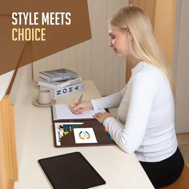 Alt view image 4 of 7 - Padfolio Portfolio Organizer Binder (Walnut Color) | Interview Resume Folder, Document, Business Card Holder |w/Letter-Sized Notepad | Handsome Brown Faux Leather Folio Matte Finish
