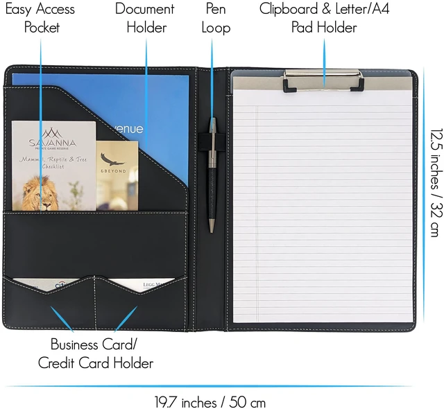 Alt view image 4 of 7 - Padfolio Folder with Removable Clipboard | Portfolio Organizer | Binder with Storage for Notebook, Notepad | Nursing Clipboard Folio, CNA Accessories for Work | Vegan Leather