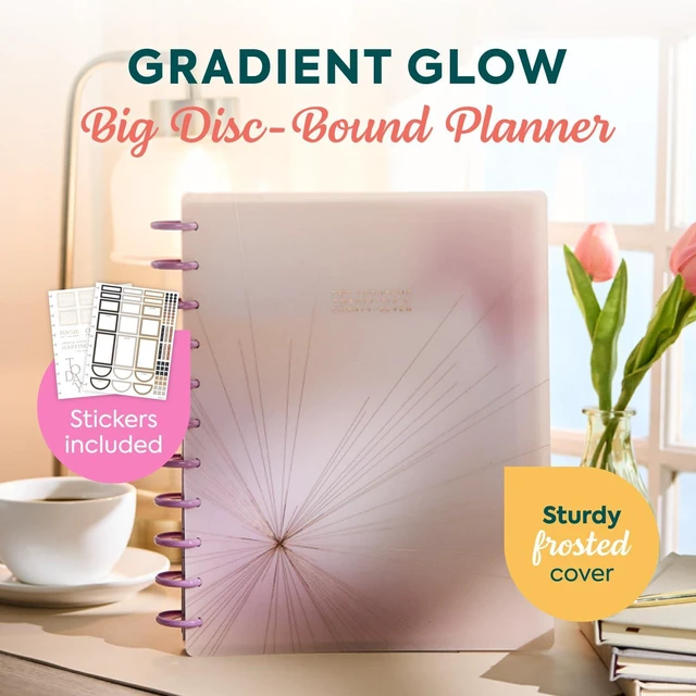 Alt view image 2 of 6 - Happy Planner Disc-Bound Planner July 2026June 2027, Big Size Includes 3 extra months and 2 sticker sheets, 8.5" x 11", Horizontal Layout, Gradient Glow theme