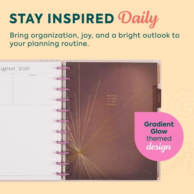 Alt view image 4 of 6 - Happy Planner Disc-Bound Planner July 2026June 2027, Big Size Includes 3 extra months and 2 sticker sheets, 8.5" x 11", Horizontal Layout, Gradient Glow theme