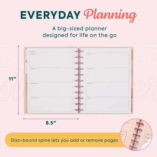 Alt view image 5 of 6 - Happy Planner Disc-Bound Planner July 2026June 2027, Big Size Includes 3 extra months and 2 sticker sheets, 8.5" x 11", Horizontal Layout, Gradient Glow theme