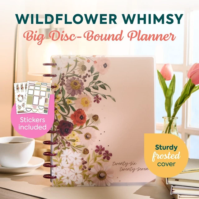 Alt view image 2 of 6 - Happy Planner Disc-Bound Planner July 2026June 2027, Big Size Includes 3 extra months and 2 sticker sheets, 8.5" x 11", Dashboard Layout, Wildflower Whimsy theme