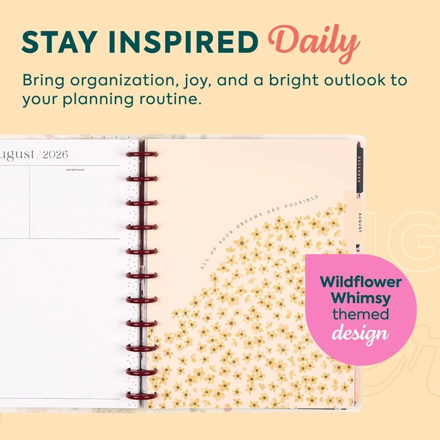 Alt view image 4 of 6 - Happy Planner Disc-Bound Planner July 2026June 2027, Big Size Includes 3 extra months and 2 sticker sheets, 8.5" x 11", Dashboard Layout, Wildflower Whimsy theme