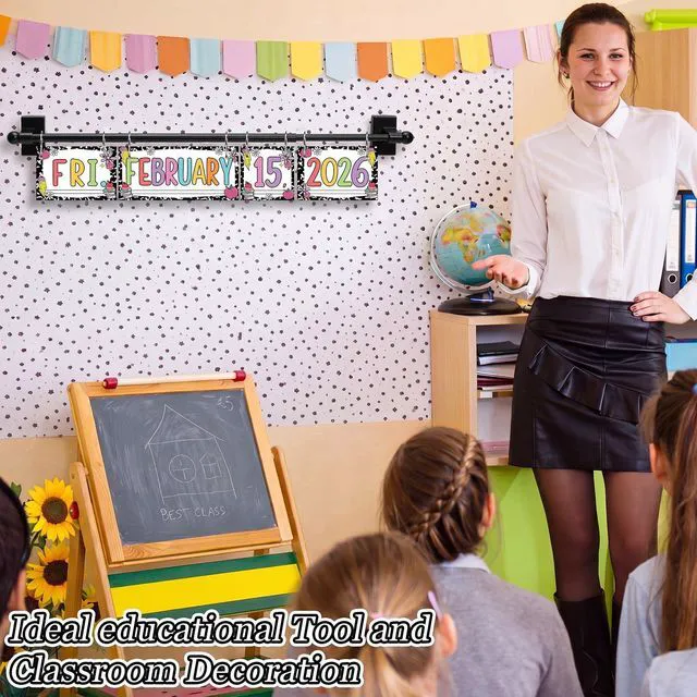 Alt view image 5 of 7 - Black and White Flip Calendar for Classroom Bulletin Board Decor 2026-2029 Year 54 Date Cards,for Preschool Elementary,Teacher Supplies for Back to School,with Adjustable Holder
