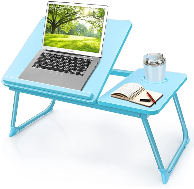 Main image of Laptop Desk for Bed Couch,Lap Desk for Laptop,Portable Laptop Stand for Desk,Small Adjustable Laptop Desk,Foldable Bed Table for Laptops and Writing, Bed Tray Table with Cup Holder(Blue)