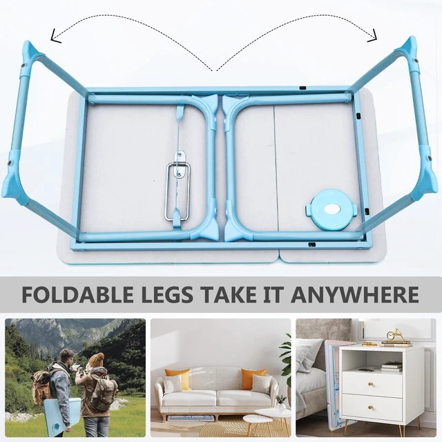 Alt view image 7 of 7 - Laptop Desk for Bed Couch,Lap Desk for Laptop,Portable Laptop Stand for Desk,Small Adjustable Laptop Desk,Foldable Bed Table for Laptops and Writing, Bed Tray Table with Cup Holder(Blue)