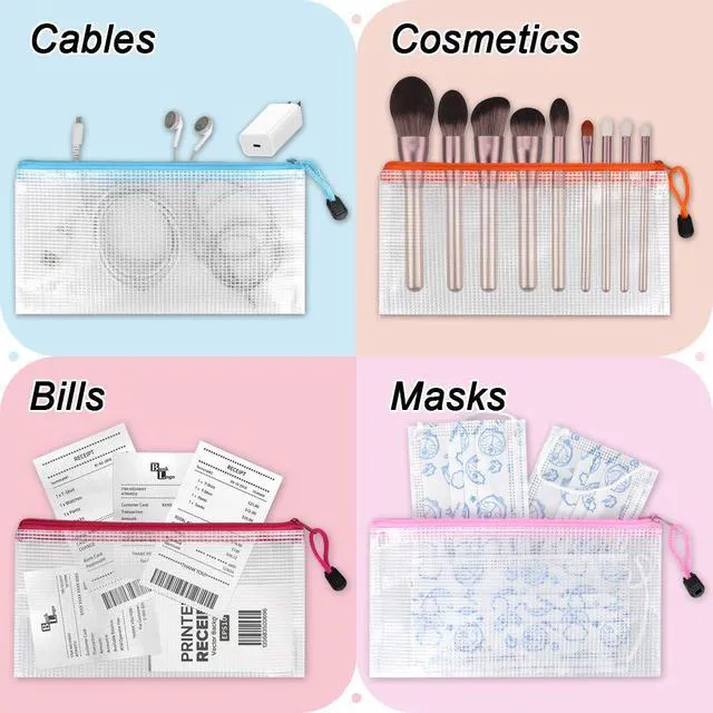 Alt view image 7 of 7 - 36 Pack A6 Mesh Zipper Pouch, 12 Colors Mini Storage Organizer Bags A6 Colorful Pouches Sort Cards, Crafts and Small Items; 12 Colors Make Daily Organization Simple and Efficient with Visible