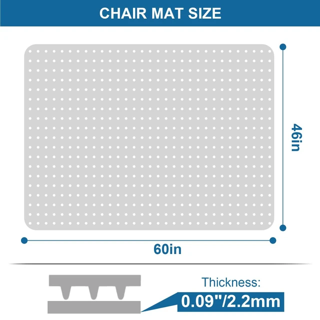 Alt view image 3 of 7 - Clear Office Chair Mat for Carpet - 46"x60" Heavy-Duty Protection for Low Pile Carpets - Not Suitable for Hardwood Floors