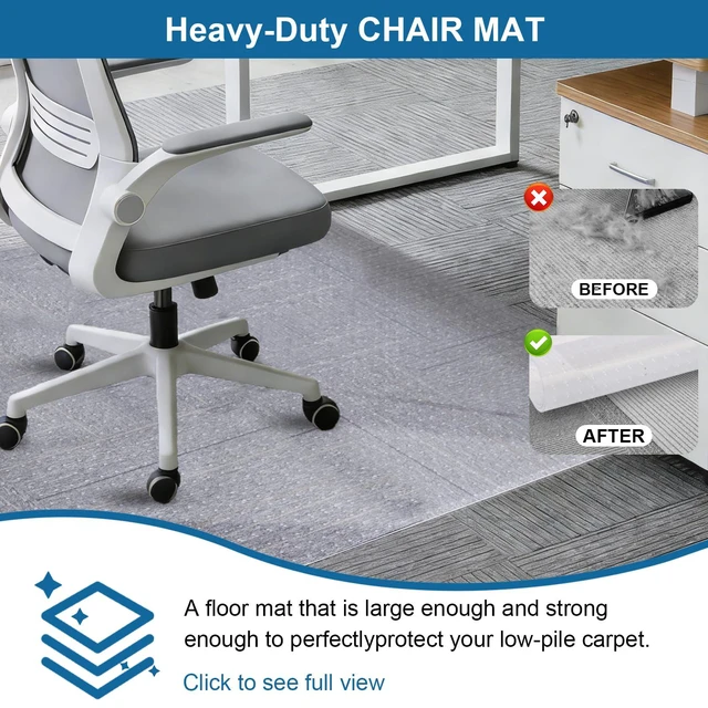 Alt view image 5 of 7 - Clear Office Chair Mat for Carpet - 46"x60" Heavy-Duty Protection for Low Pile Carpets - Not Suitable for Hardwood Floors