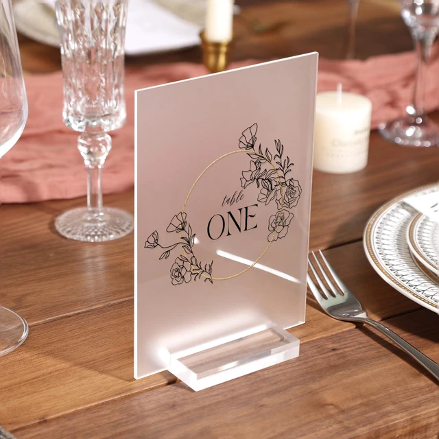 Alt view image 2 of 7 - 3" Clear Acrylic Stand |60 Pack 3mm Slot Wedding Sign Holders, Perfect for Wedding, Table Number, Exhibition, Office, Restaurant, Business