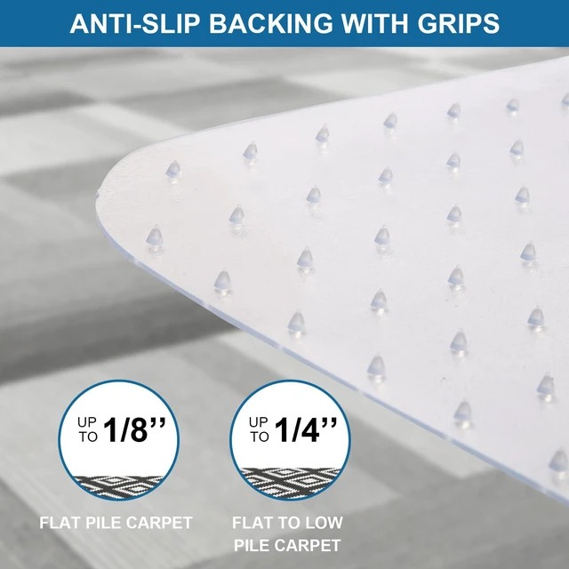 Alt view image 6 of 7 - Clear Office Chair Mat for Carpet - 46"x60" Heavy-Duty Protection for Low Pile Carpets - Not Suitable for Hardwood Floors