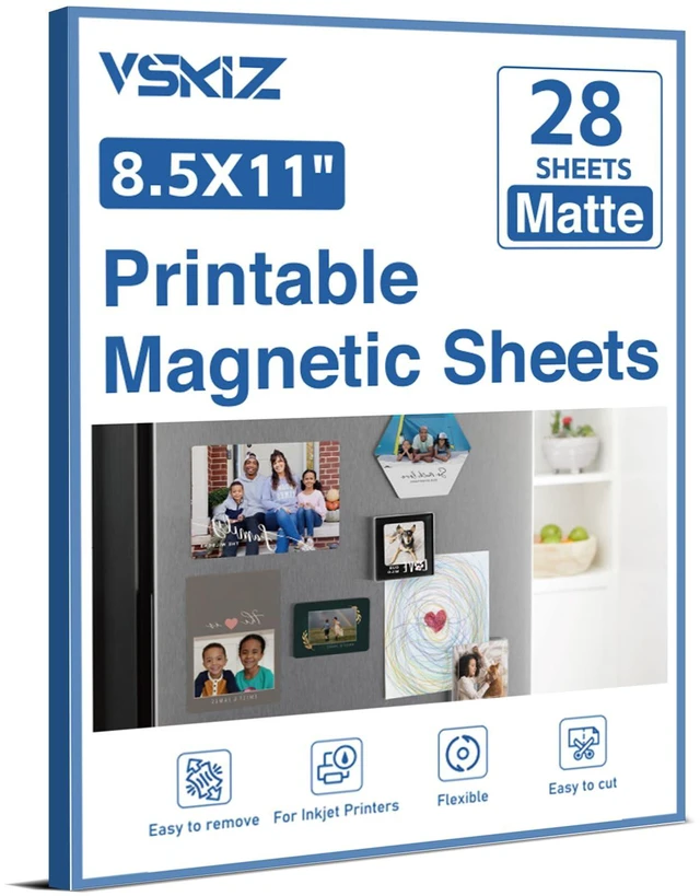 Main image of 28 Pcs Printable Magnetic Sheets 8.5x11 Inch Matte, Magnet Paper Sheet