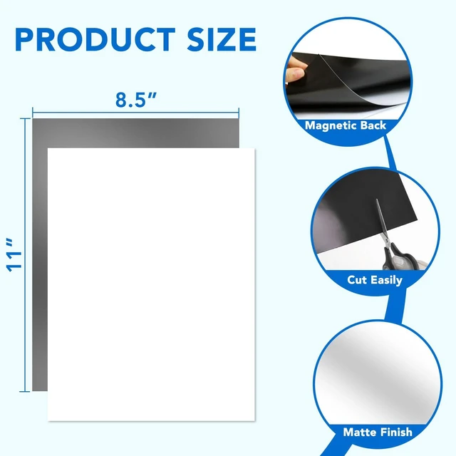 Alt view image 2 of 6 - 28 Pcs Printable Magnetic Sheets 8.5x11 Inch Matte, Magnet Paper Sheet