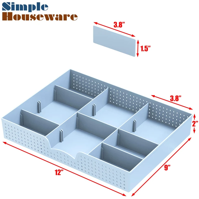 Alt view image 7 of 7 - Drawer Organizer Tray, 9 Adjustable Compartments, Blue For Office, Makeup, and Craft Drawer or Desktop Storage