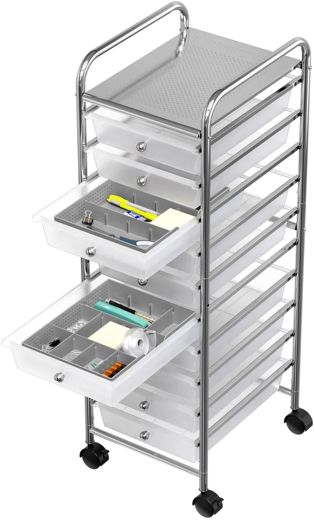 Alt view image 6 of 7 - Drawer Organizer Tray, 9 Adjustable Compartments, Gray For Office, Makeup, and Craft Drawer or Desktop Storage