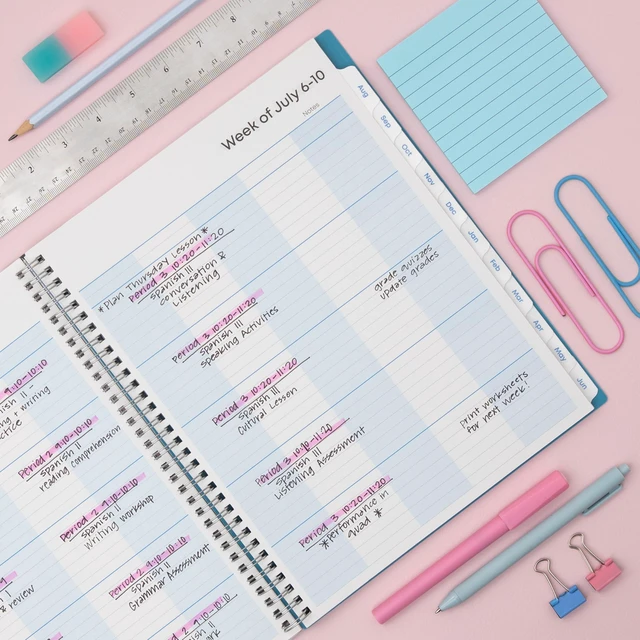 Alt view image 2 of 7 - 2026-2027 Weekly & Monthly Academic Planner, 8.5"x11" Ditsy Dapple July 2026 - June 2027, Clear Pocket Cover, Wirebound, Laminated Tabs, Storage Pocket, Academic Year