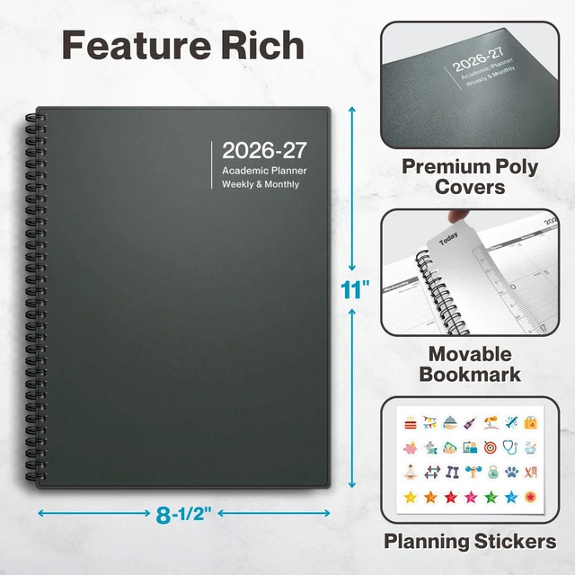 Alt view image 3 of 7 - 2026-2027 Planner 8.5x11, Weekly Monthly Academic Calendar Large 8.5x11 planner calendar offers ample writing space for schedules, appointments, goals, and reminders