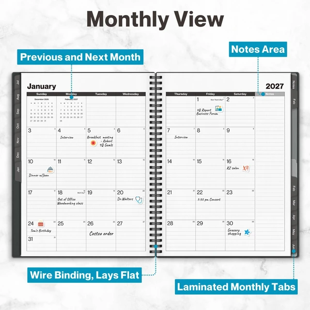 Alt view image 5 of 7 - 2026-2027 Planner 8.5x11, Weekly Monthly Academic Calendar Large 8.5x11 planner calendar offers ample writing space for schedules, appointments, goals, and reminders
