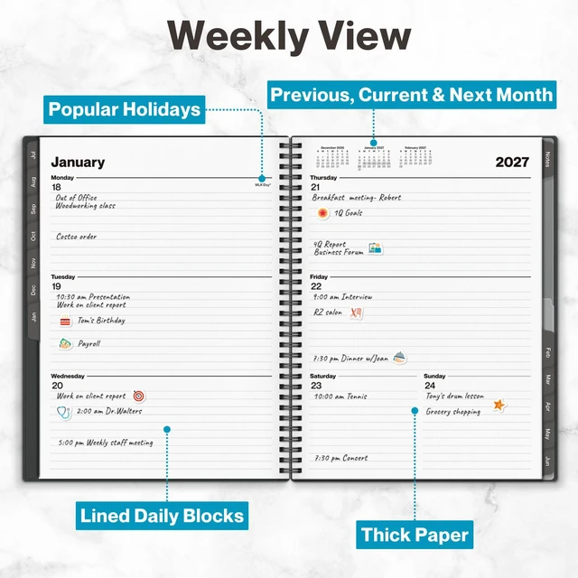 Alt view image 6 of 7 - 2026-2027 Planner 8.5x11, Weekly Monthly Academic Calendar Large 8.5x11 planner calendar offers ample writing space for schedules, appointments, goals, and reminders