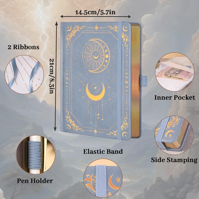Alt view image 2 of 6 - Line Journal Notebook for Women Men, 316 Pages,8.3x5.8 IN Hardcover A5 College Ruled Notebook for Writing,Vintage Diary with Bookmark, for Work School, Note Taking