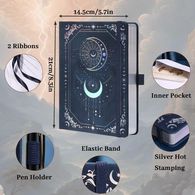 Alt view image 2 of 6 - Line Journal Notebook for Women Men, 316 Pages,8.3x5.8 IN Hardcover A5 College Ruled Notebook for Writing,Vintage Diary with Bookmark, for Work School, Note Taking