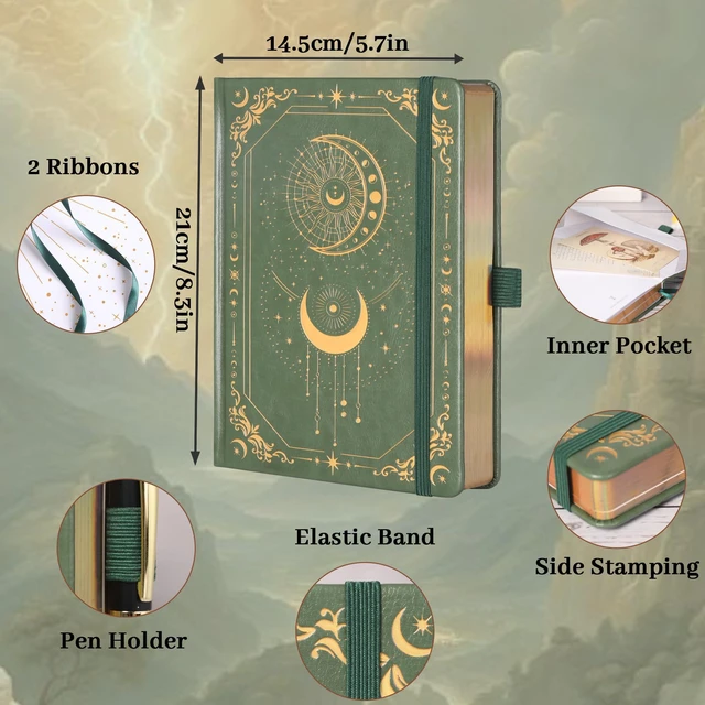 Alt view image 2 of 6 - Line Journal Notebook for Women Men, 316 Pages,8.3x5.8 IN Hardcover A5 College Ruled Notebook for Writing,Vintage Diary with Bookmark, for Work School, Note Taking