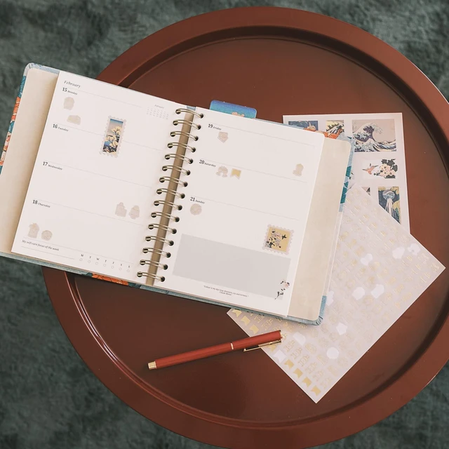 Alt view image 5 of 7 - Hokusai Planner 2026-2027 6.4x7.9in (Aug 26/ Dec 27) 17-month Hardcover agenda, 120gsm paper, monthly academic planner, planner for women