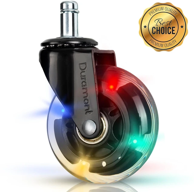 Alt view image 7 of 7 - Office Chair Wheels - Set of 5 Rollerblade-Style Caster Wheels, Smooth & Quiet Rolling, Protects Hardwood Floors & Carpets, Universal Fit, Durable and Long-Lasting - Multicolor