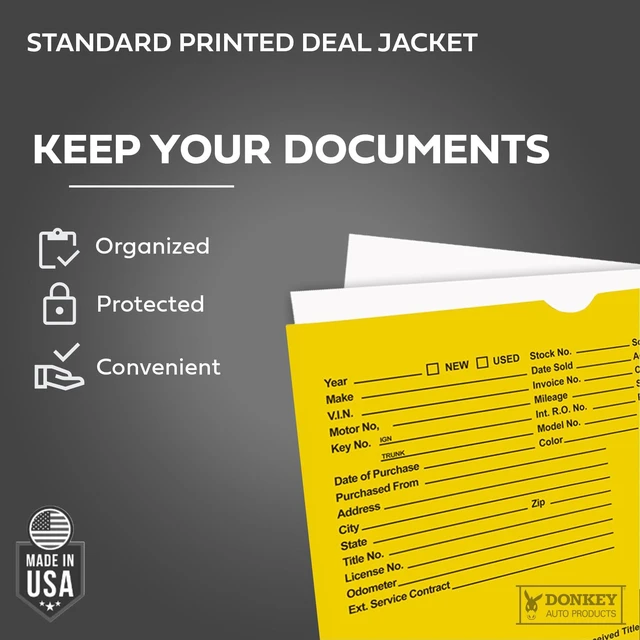 Alt view image 3 of 7 - Printed Vehicle Deal Envelopes 9x12 Deal Jackets (100 shrink wrapped) (Yellow)
