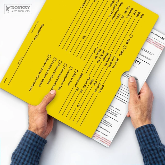 Alt view image 7 of 7 - Printed Vehicle Deal Envelopes 9x12 Deal Jackets (100 shrink wrapped) (Yellow)
