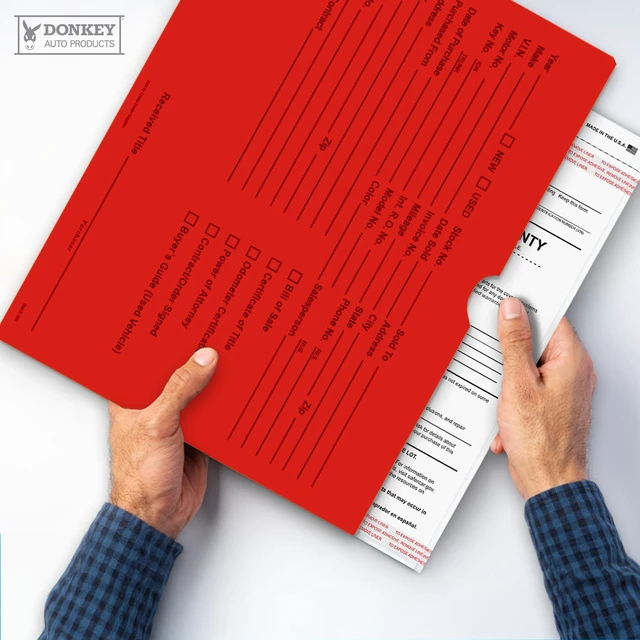Alt view image 6 of 7 - Printed Vehicle Deal Envelopes 9x12 Deal Jackets (100 shrink wrapped) (Red)