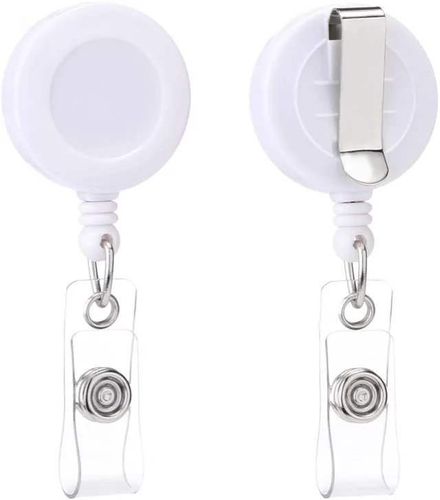 Main image of Badge Reel, ID Badge Holder Retractable Clip, White, Bulk 25 Pack with Belt Clip, Extended 30-Inch Nylon Cord, Simple and Lightweight, Name Tag Holder for Nurses, Office Workers, Teachers